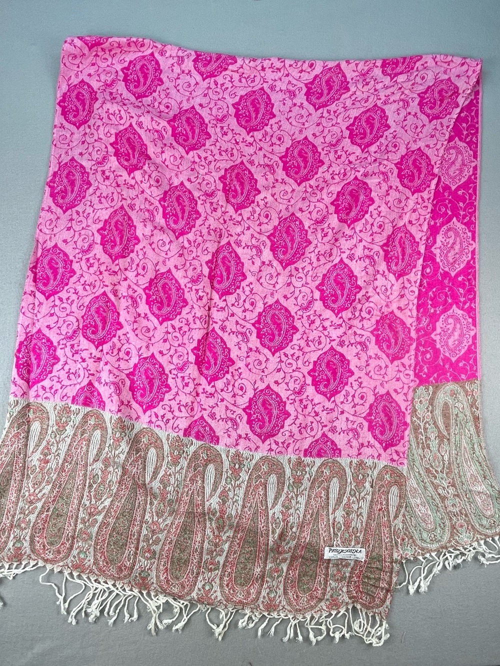 SOFT KASHMIR PASHMINA STOLE. Jacquard Loomed Paisley Weave 100% NATURAL CASHMERE
